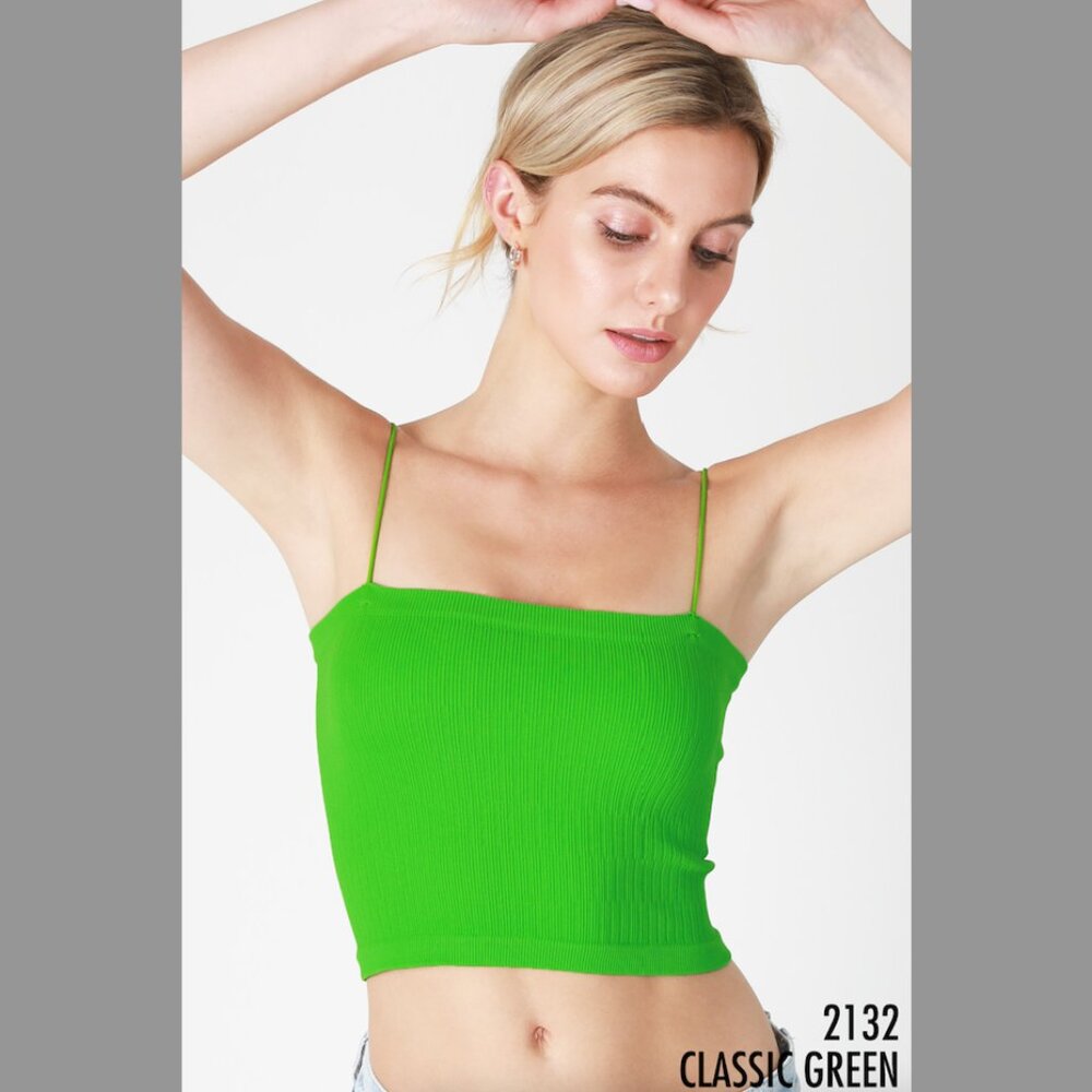 New Classic Green Spaghetti Strap Crop Top One Size